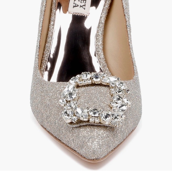 Badgley Mischka Cher Crystal Gold Heels Sz 9 - Picture 2 of 8